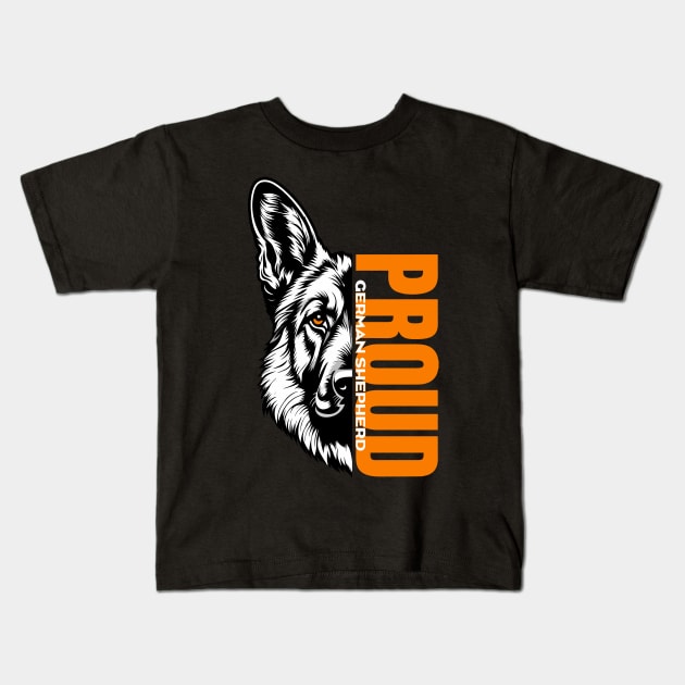 Majestic German Shepherd Design: Unleashing Proud in Every Detail Kids T-Shirt by SergioArt